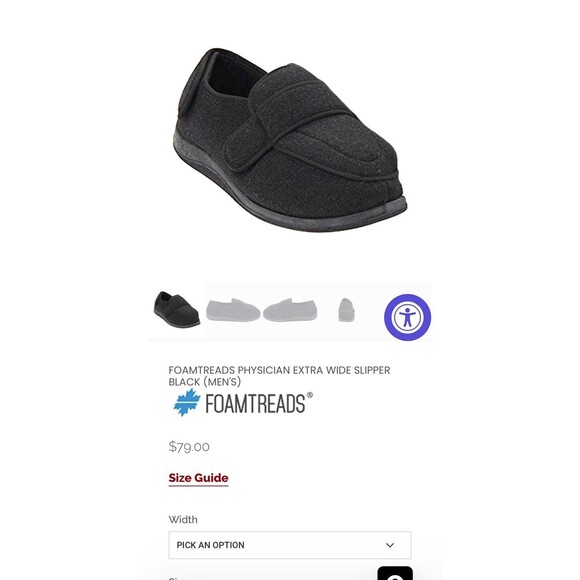 FOAMTREADS PHYSICIAN EXTRA WIDE ORTHOPEDIC ADJUSTABLE SLIPPER BLACK MEN'S NWT 8M - Picture 9 of 12